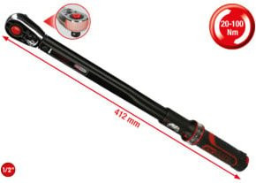KS Tools ERGOTORQUE precision Ratschen-Drehmomentschlüssel 1/2 Zoll, 20-100 Nm, blau-schwarz - Bild 2
