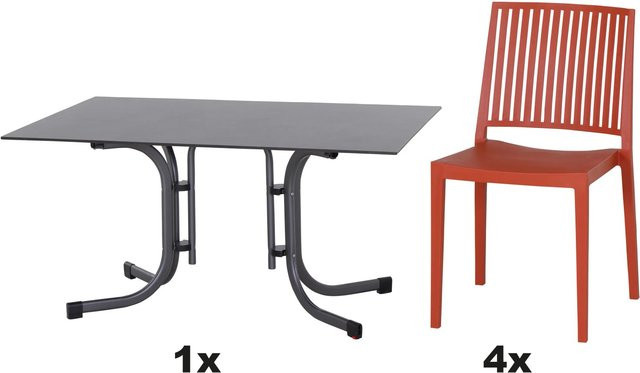 Siena Garden Gartenmöbel Set Lane 5-teilig mit 4 Stühlen und 1 Tisch in Brick Red - Bild 1