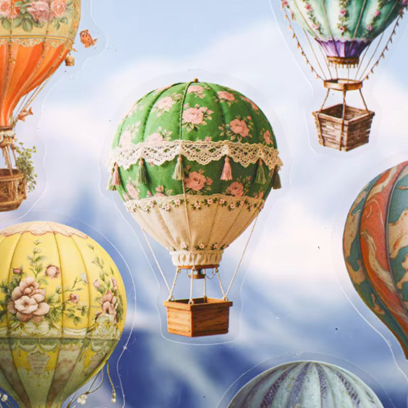 Mr. Paper Heißluftballon-Aufkleber 3er-Pack in Multicolour für dein kreatives Tagebuch und Sky Travel Collagen - Bild 1