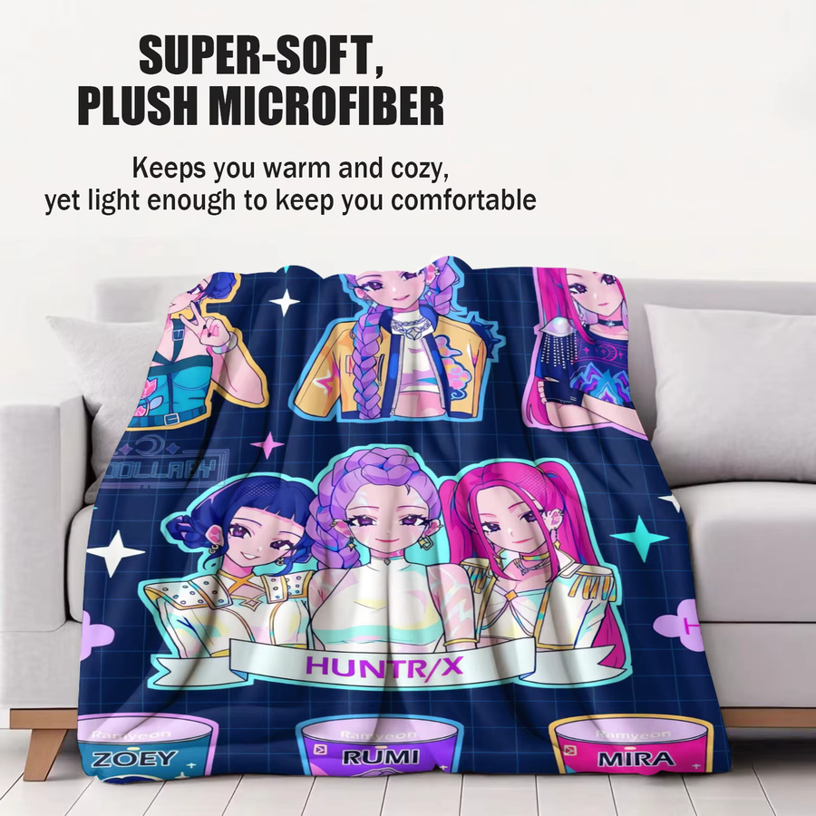 Potdemiel Anime Überwurf mit drei ikonischen Charakteren in Multicolour, ultraweich und hautfreundlich - Bild 2