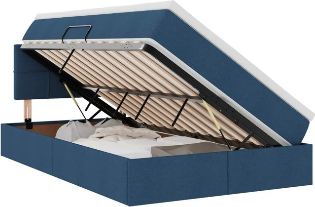 vidaXL Bett mit Stauraum und LED-Beleuchtung in Blau, B/T/H: 120 x 200 x 204 cm - Bild 1