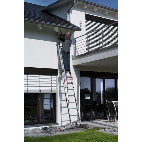 Hailo S100 ProfiLOT Multifunktionsleiter aus Aluminium, 3-teilig, Silber-Rot, 2 x 9 + 1 x 8 Sprossen - Bild 3