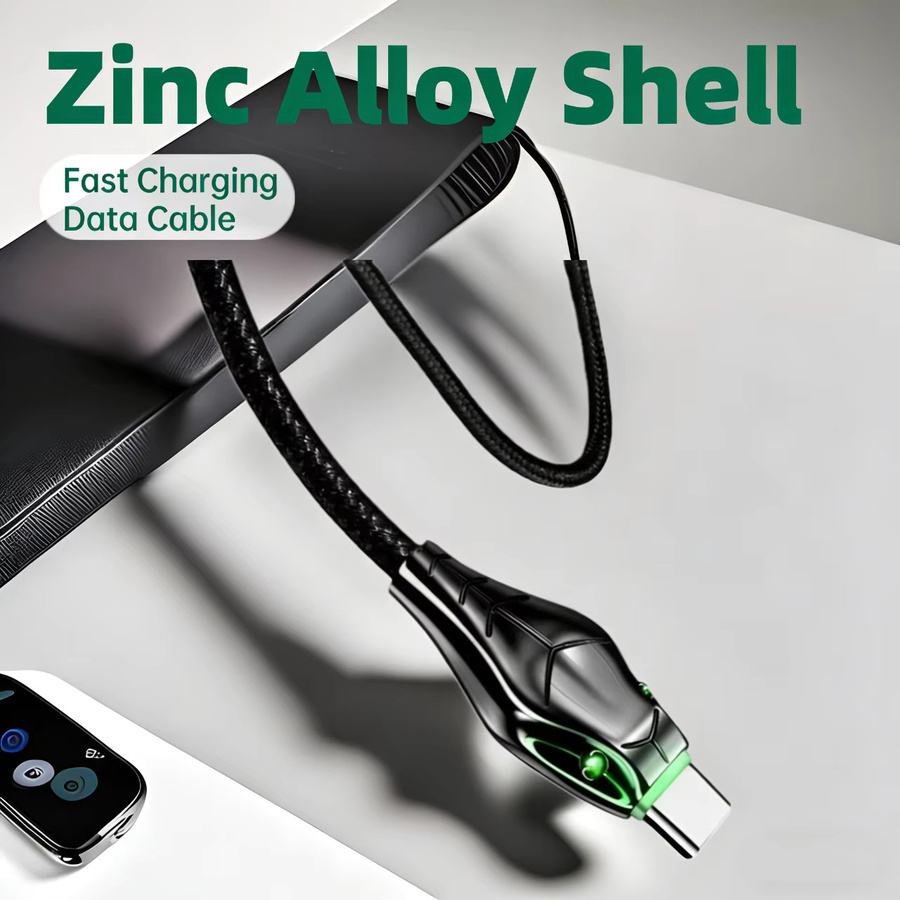 Yuefeichuan USB-C Ladekabel mit 66 W und Anzeigeleuchte in Schwarz, geeignet für iPhone 5–14, Huawei, Xiaomi und Vivo - Bild 5