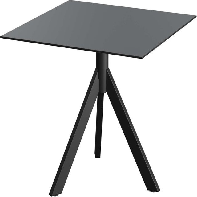 Feros Infinity Tripod Terrassentisch mit HPL Platte in Schwarz, quadratisch, B/T/H: 70 x 70 x 74 cm - Bild 1