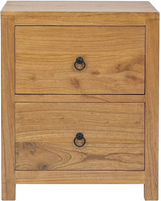 Vente-unique Nachttisch Pilabo aus Mindi-Holz in Naturbraun, Rustikaler Stil, B/T/H: 45 x 35 x 55 cm - Bild 1