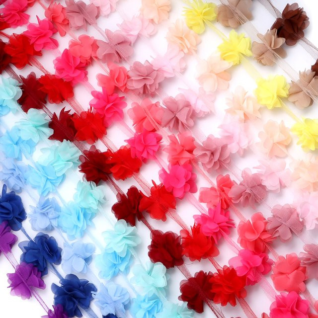 20 Stück bunte Chiffon Cluster Blumen aus Textil für DIY Hochzeit und Party Dekoration, Durchmesser: 5,5 cm - Bild 1