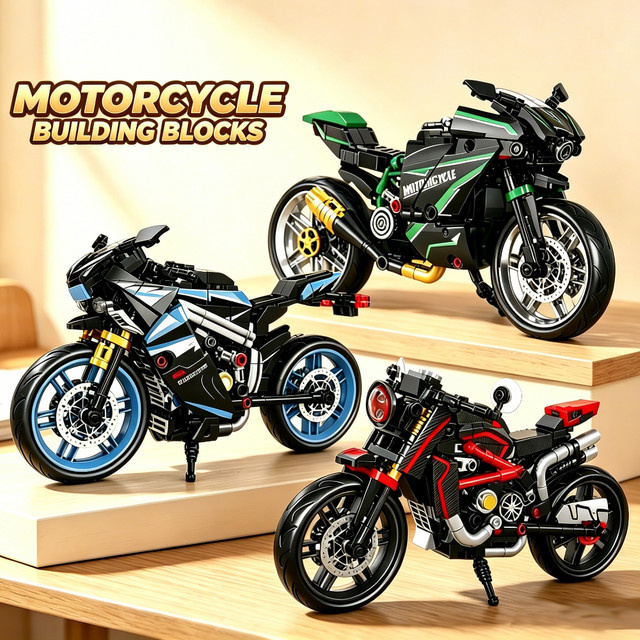Kmoist MOC Speed Supercar Rennmotorrad Fahrzeug-Bausteine, Rot, Bunt / Mehrfarbig - Bild 1