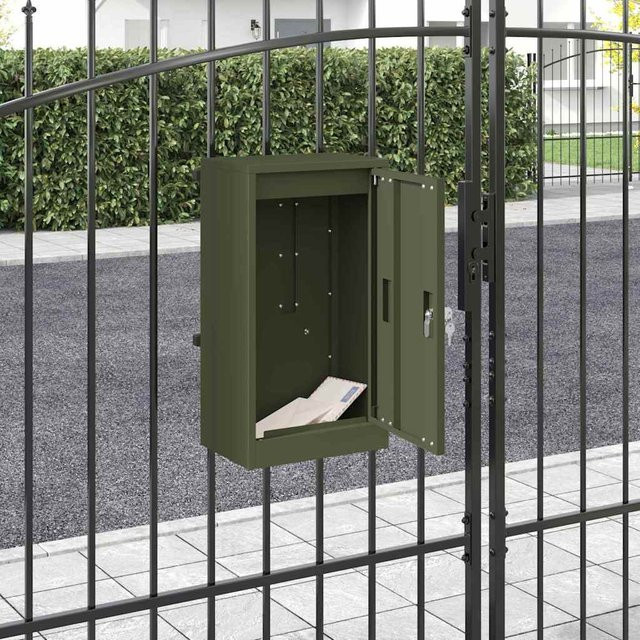 Briefkasten mit Aufbewahrung und Tür von VD Home Furnishing in Olivgrün aus Stahl, H x B x T: 55 x 30 x 20 cm - Bild 1