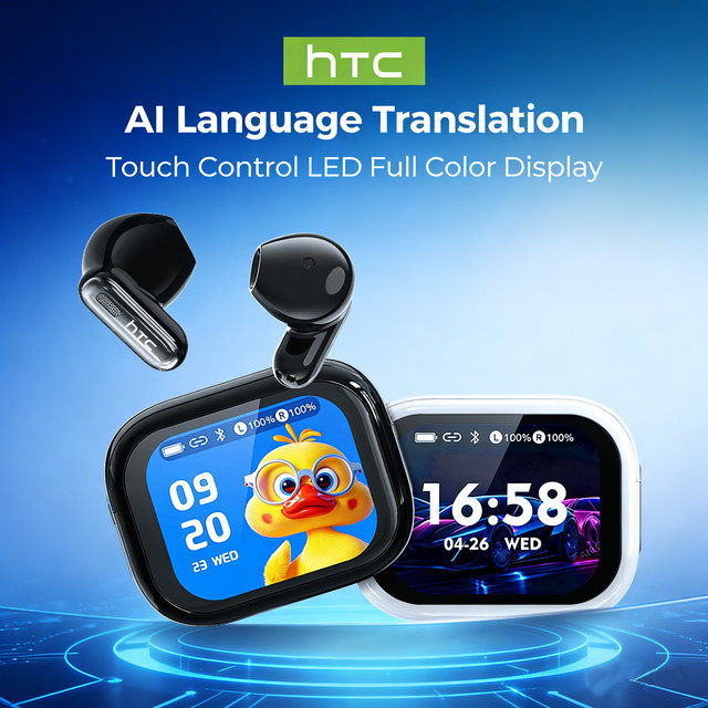 HTC NE68 TWS Bluetooth 6.0 Ohrhörer mit Smart Touchscreen-Etui, KI-Übersetzer für 134 Sprachen, ANC und IPX5 Wasserdichtigkeit - Bild 1
