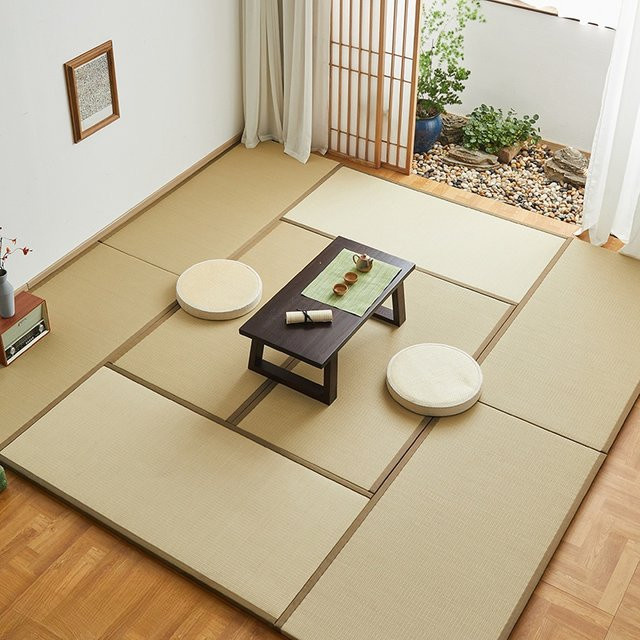 MadameJsHome Japanische traditionelle Igusa-Tatami-Matte aus gewebtem Rush-Stroh in Beige, B/T: 145 x 72,5 cm - Bild 1