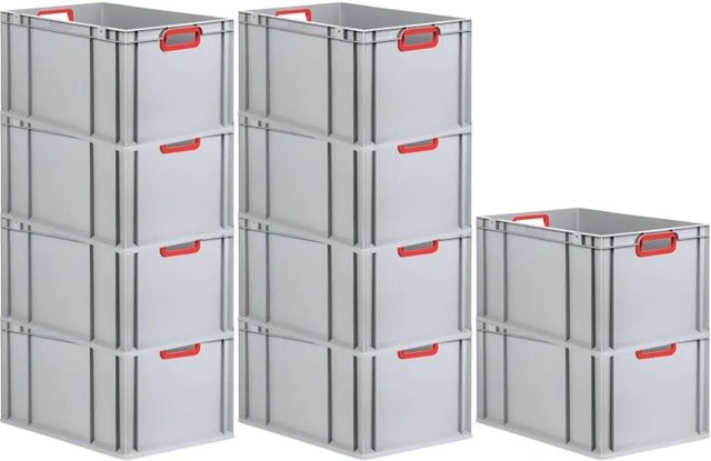 PROREGAL Spar Set 10x Eurobox Nextgen Color Transportboxen mit verstärktem Boden und Griffen, Farbe Rot, H x B x T: 32 x 40 x 60 cm, 65 Liter - Bild 1