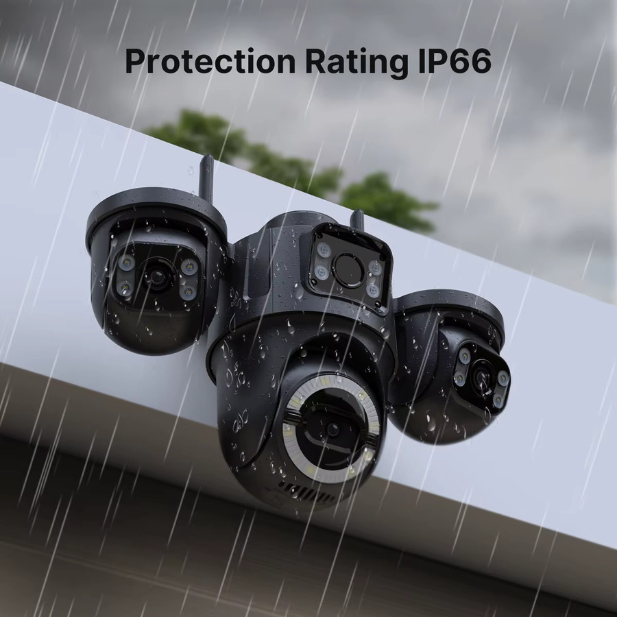 WONSDAR Outdoor WLAN-Kamera mit drei Objektiven, PTZ IP-Kamera mit KI-gestützter automatischer Personenverfolgung und ICSee APP, Schwarz - Bild 5