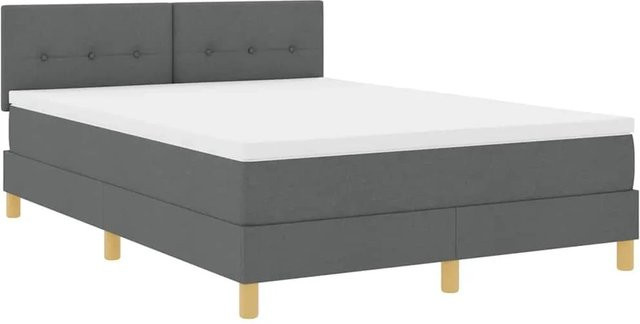 vidaXL LED Boxspringbett mit Matratze Dunkelgrau B/T: 140 x 200 cm mit USB-Anschluss und Unterbettbeleuchtung - Bild 1