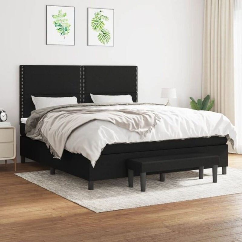 Vidaxl Boxspringbett mit Matratze in Schwarz aus Stoff und Holzwerkstoff B/T/H: 180 x 200 x 118 cm - Bild 1
