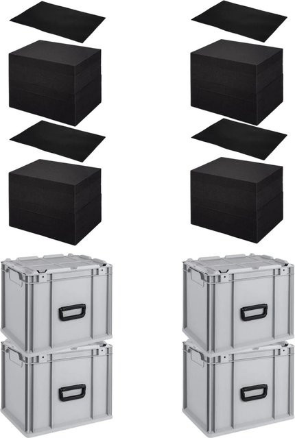 PROREGAL SuperSparSet 4 x Eurobox NextGen Portable Transportbox mit Rasterschaumstoff und Schaumstoffeinlage, Grau, H x B x T: 33,5 x 30 x 40 cm - Bild 1