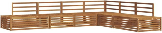 vidaXL Outdoor-Sofagarnitur aus Massivholz Akazie in Natur Braun, 6-teiliges U-Shape Gartenmöbel-Set - Bild 1