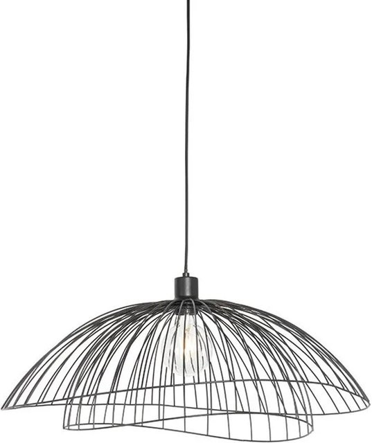 QAZQA Design Hängeleuchte Pua Schwarz mit doppeltem Schirm, dimmbar und höhenverstellbar, Durchmesser: 40 cm, Höhe: 66 cm - Bild 1