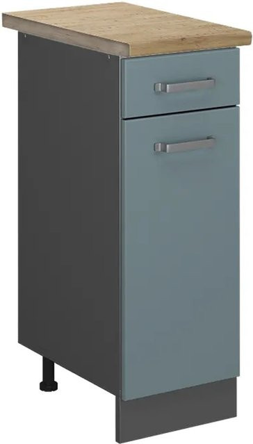 Vicco Küchenunterschrank R-Line Schubladenschrank in Blau-Grau/Anthrazit mit Eiche-Optik, Breite: 30 cm, Höhe: 60 cm, Tiefe: 55 cm (ca.) - Bild 1