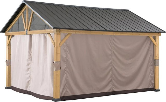 Sunjoy Gazebo Vorhang für Zedernholz Pavillon in Khaki, Breite: 335 cm, Breite: 399 cm - Bild 1