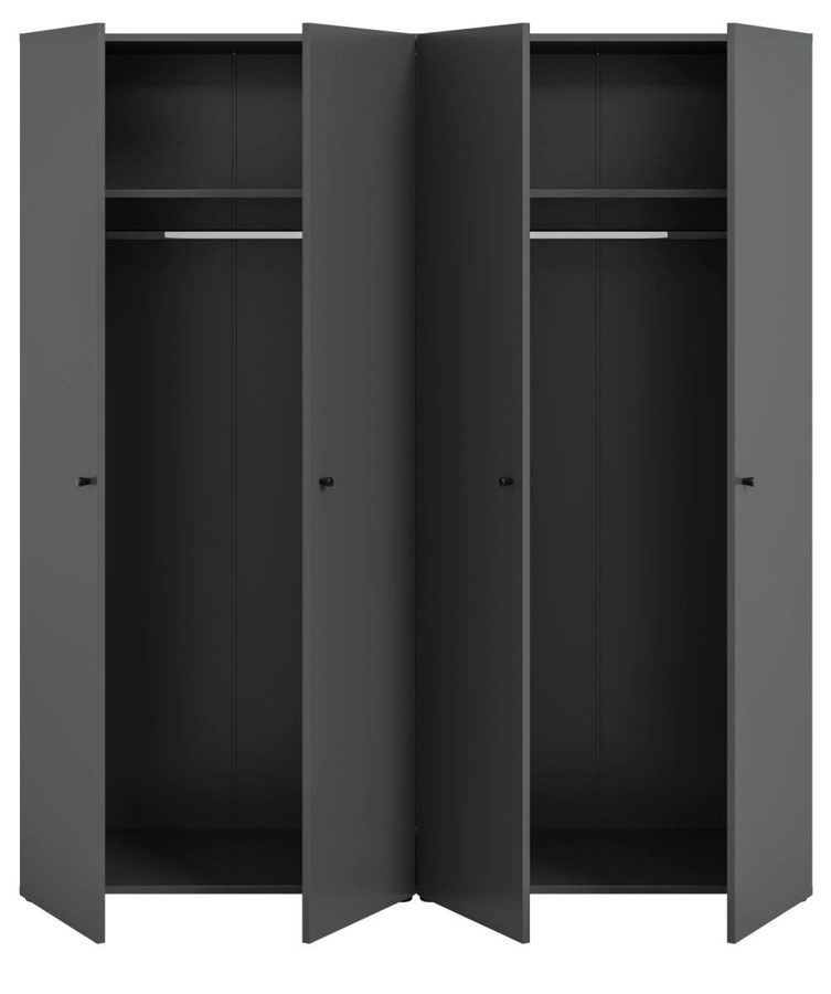 4-türiger Kleiderschrank Carter in Grau, modern und matt, B/H: 160 x 176 cm - Bild 4