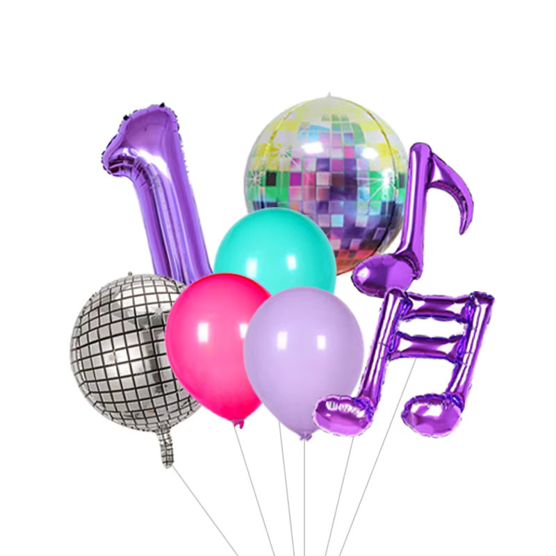 Potdemiel Kpop Disco Musik Ballonbogen-Set aus Latex in Rosa, Lila und Silber für Geburtstagsparty-Dekorationen - Bild 1