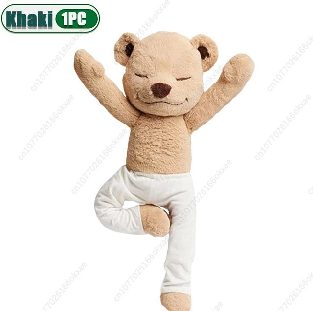 Linyi toy Ins Yoga Bär Puppe, Plüschpuppe, verstellbare Gelenke, braun - Bild 1