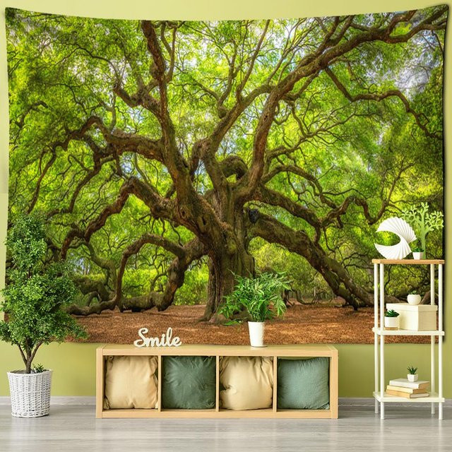 Wandteppich Super Six mit Wald- und Naturmotiv im Boho-Stil, Mehrfarbig, Breite: 200 cm, Höhe: 150 cm - Bild 1