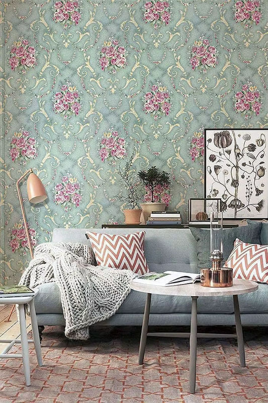 Brangdy Selbstklebende Retro Blumen-Tapete in Grün, Abnehmbare Vintage Kontaktfolie mit Blumenmuster - Bild 3