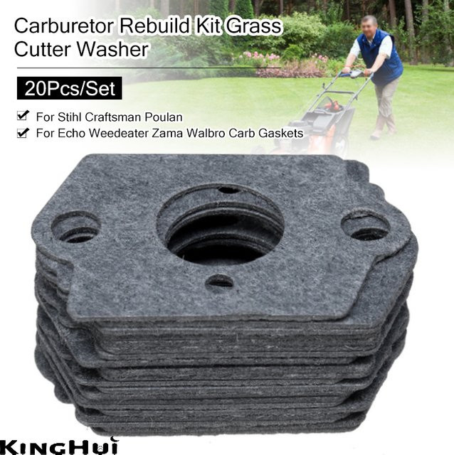KingHui Vergaser Rebuild Kit mit 20 Teilen für Stihl, Craftsman, Poulan und Echo Rasenmäher sowie Weedeater, passend für Zama und Walbro Vergaser Dichtungen und Unterlegscheiben - Bild 1