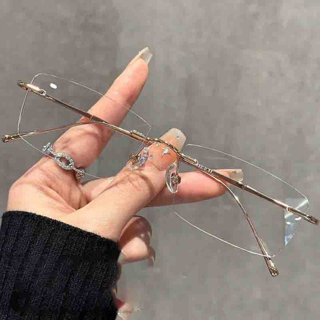 KLASSNUM Lesebrille, randlos, rechteckig, Metall, Damen - Bild 1