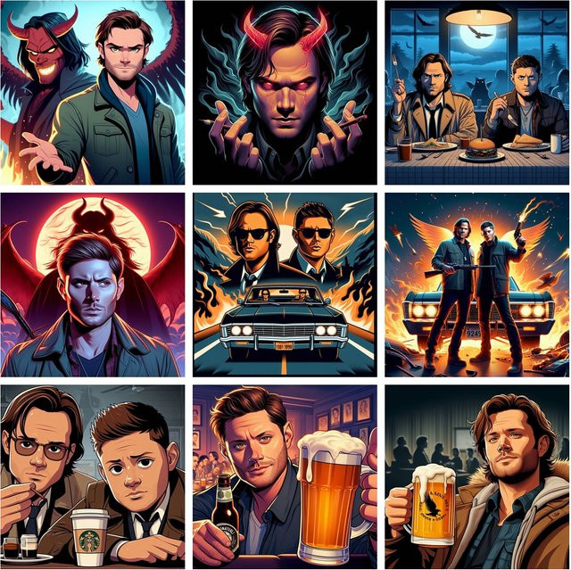 YUTTEE 5D DIY Diamantmalerei Mosaik Set Supernatural TV Serie Horror Thema Strass Stickerei Kit Multicolour - Bild 1