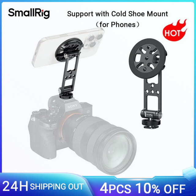 SmallRig Magnetische Metall-Telefonhalterung mit Kaltschuhhalterung und verstellbarem drehbarem Adapter für iPhone, Schwarz, 5156 - Bild 1