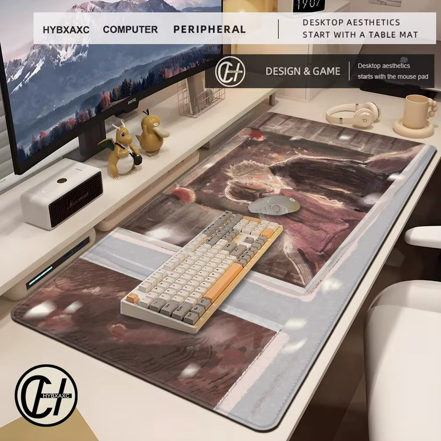 HYBXAXC Gaming Spielmatte Final Fantasy Aerith Tifa Schreibtischunterlage mit genähten Kanten, B/B/H: 90 cm x 40 cm, Multicolor - Bild 3