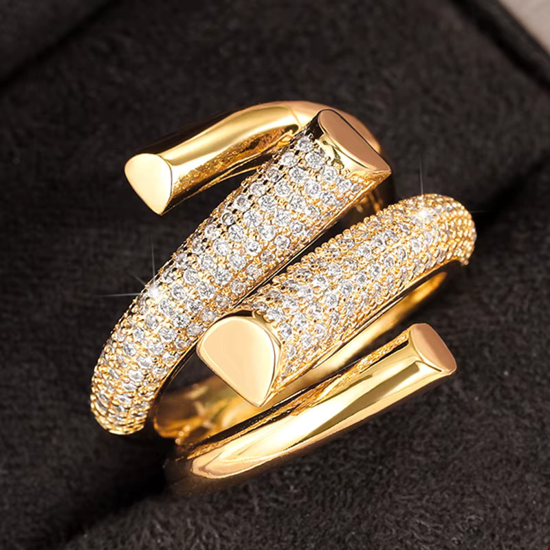 Huitan Ring, Goldfarben, Zirkonia, Damen - Bild 2