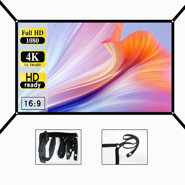 Faltbare Projektionswand für Heimkino in Weiß, Wandmontage, 60-150 Zoll, erweiterte Version von Look at ya ya - Bild 1
