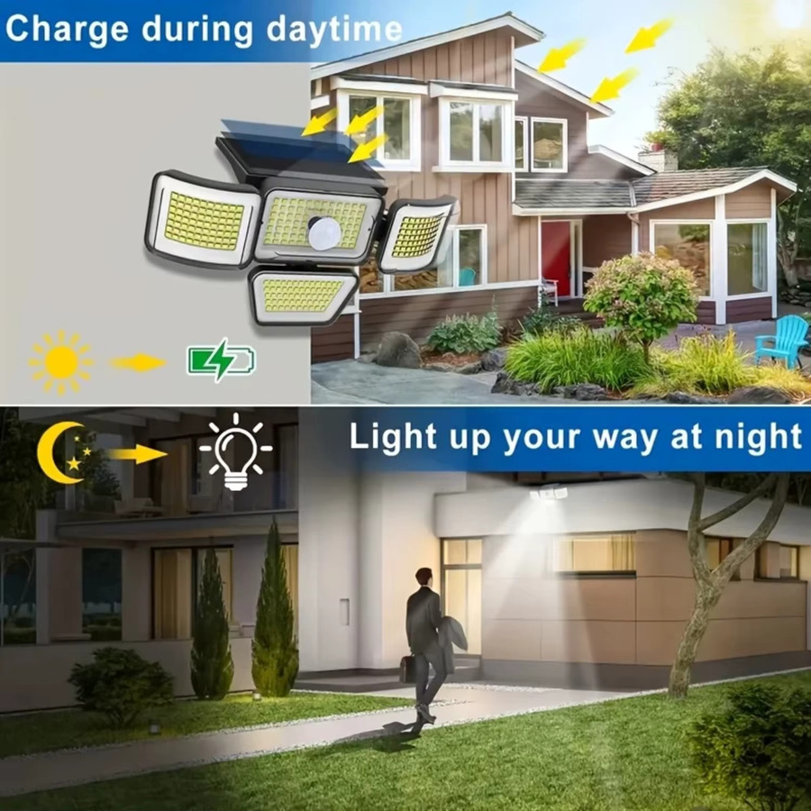 Leclstar Solar-LED-Wandleuchte mit 278 LEDs und PIR-Bewegungsmelder in Schwarz - Bild 4