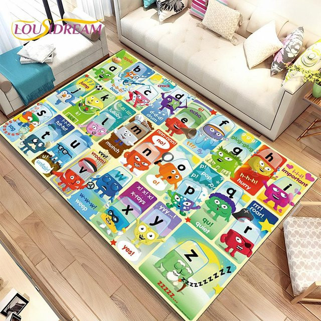 Karpetti ABC Cartoon Kinder Teppich mit Alphabet-Motiv, rutschfeste und waschbare Spielmatte für Kinderzimmer, Wohnzimmer oder Schlafzimmer, Mehrfarbig, Breite: 40 cm, Länge: 60 cm - Bild 1