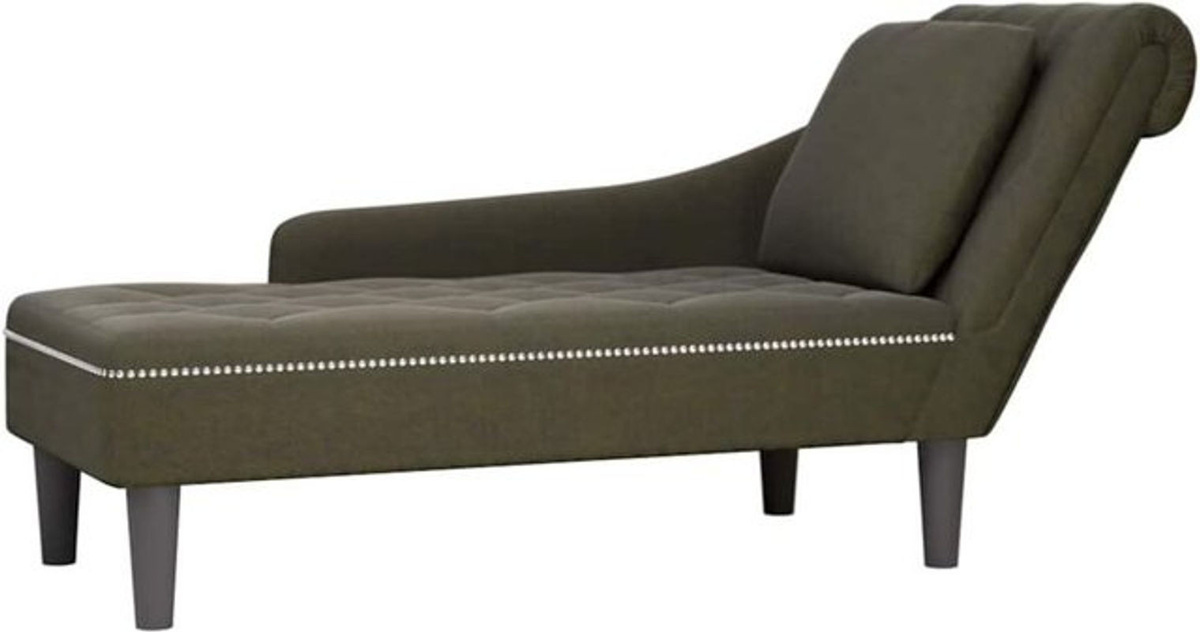 Chaiselongue mit Kissen und rechter Armlehne in Armeegrün aus Kunstleder von vidaxl - Bild 1