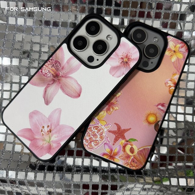 Luxus Leder Handyhülle mit Blumenmuster für Samsung Galaxy S25 S24 S23 Ultra Plus Cover mit Anti-Drop-Schutz - Bild 1