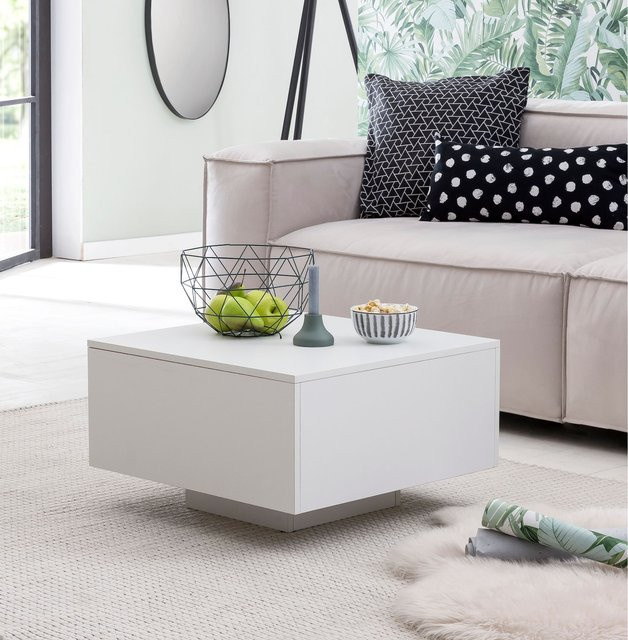 FineBuy Couchtisch Weiß Quadratisch B: 60 cm, T: 60 cm, H: 35,5 cm - Bild 1