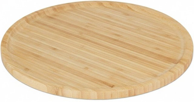 Relaxdays Pizzateller aus Bambus in Natur mit erhöhtem Rand, Durchmesser: 32 cm - Bild 1