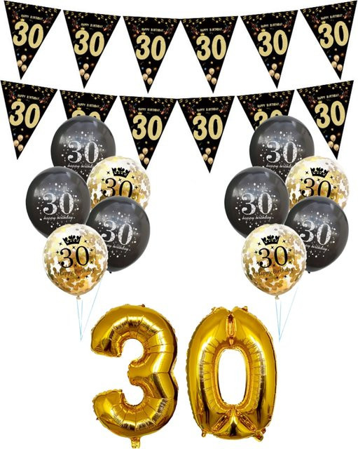 LQZZY Geburtstag Dekoration Set mit goldenen Zahlenballons und hängenden Bannerflaggen für Erwachsene - Bild 1