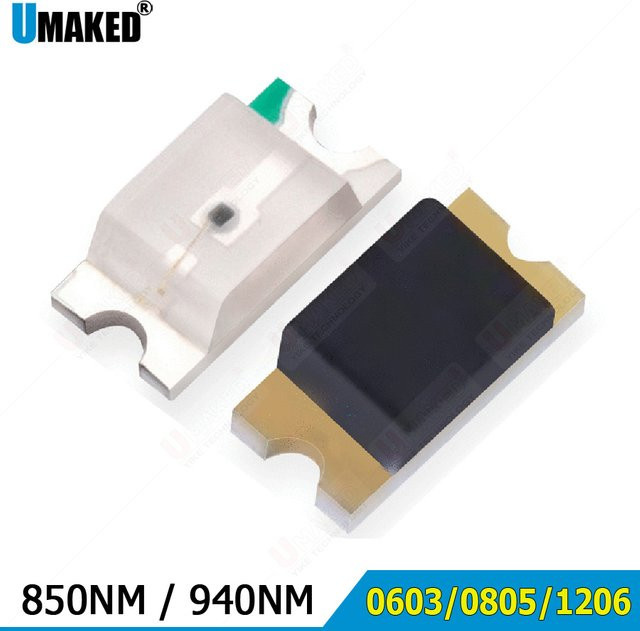 Umaked 1000er Set Infrarot SMD Chip Emitter und Receiver Phototransistor Photodiode Set, transparent - Bild 1