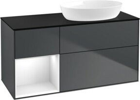 V&B Waschtischunterschrank Finion mit Wandbeleuchtung, Schwarz lackiert, Breite: 120 cm, Tiefe: 50,1 cm, Höhe: 50,1 cm - Bild 1