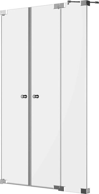 Dusch-Pendeltür Brava Tardis in Nische, Chrom, Transparent, Festteil Rechts, Sondermaßanfertigung - Bild 1