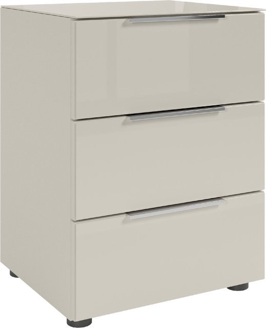 Nachtkonsole HARPER BELEM in Beige aus Holz und Glas im modernen Design, H: 61,0 cm, B: 40,0 cm, T: 45,0 cm - Bild 1