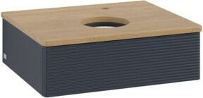 V&B Waschtischunterschrank Antao mit Frontstruktur in Eiche Honig Braun lackiert, B: 60 cm, T: 50 cm, H: 50 cm - Bild 1