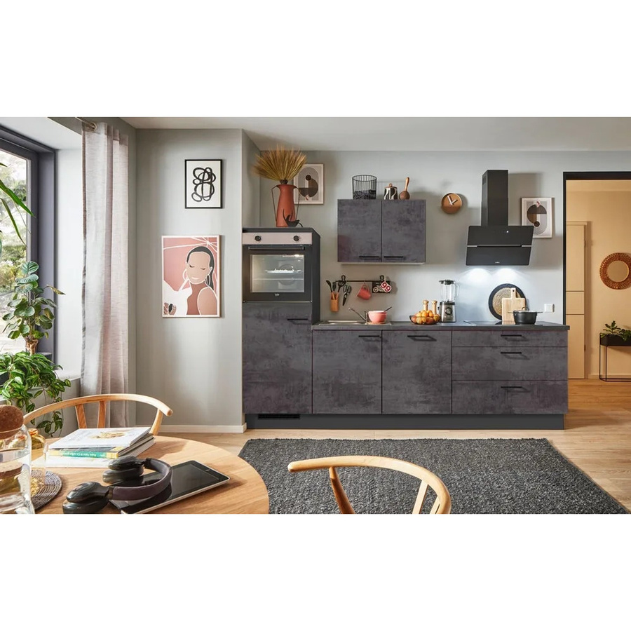 pino Küchenzeile Beton Anthrazit mit Geräteschrank, Breite: 280 cm, Höhe: 174 cm, Tiefe: 60 cm - Bild 2