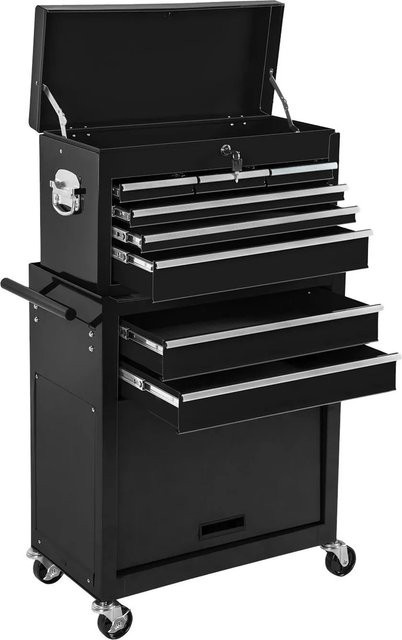 Tectake Werkzeugwagen Schwarz mit 8 kugelgelagerten Schubladen und Antirutschmatten, Belastbarkeit 150 kg, B/T/H: 69 x 33 x 110 cm - Bild 1