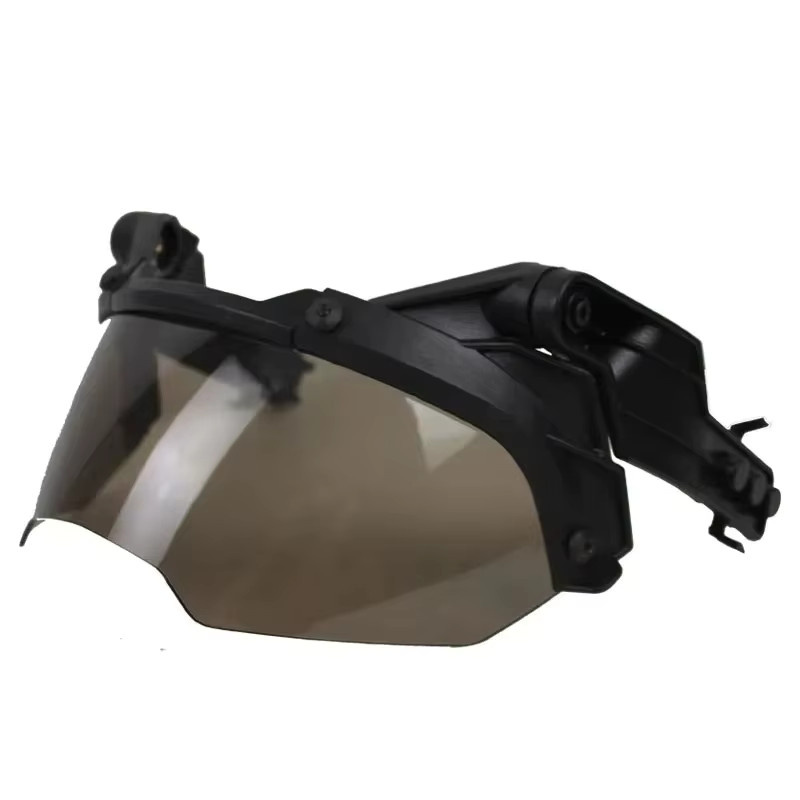 BOOIU Taktische Schutzbrille Schwarz, Verstellbare Helmführung OP-Brille mit Anti-Beschlag- und Anti-Riot-Funktion für FAST MICH Helme - Bild 2